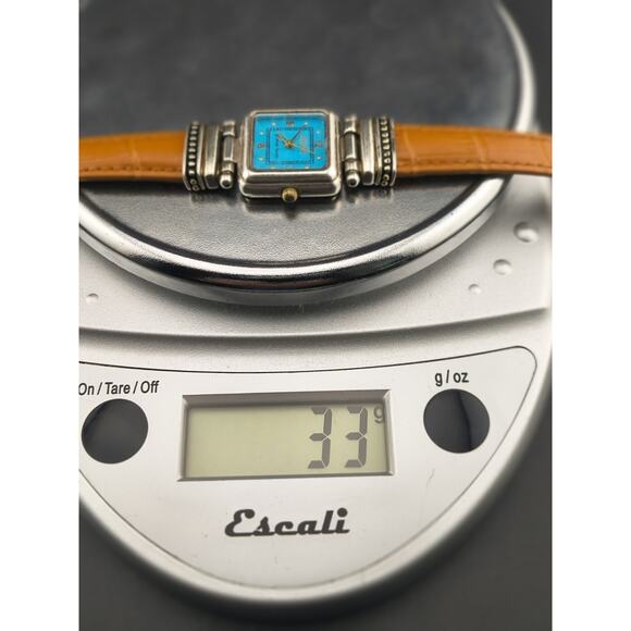 Ecclissi Sterling Silver Watch Turquoise Dial Square Case New Battery & Strap main image 6